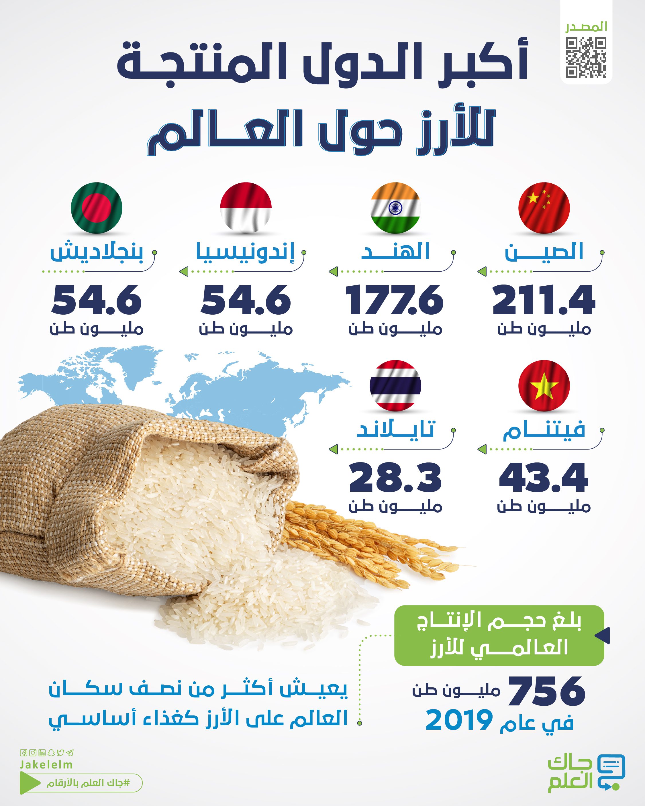 أكبر الدول المنتجة للأرز